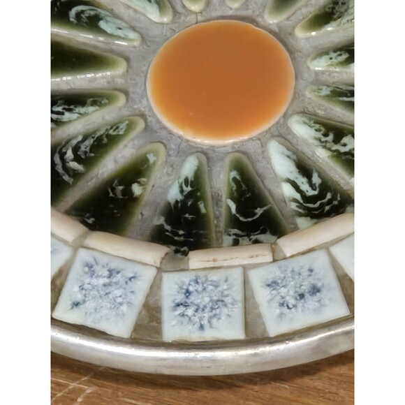 2 Vintage MCM Mosaic Tile Coasters Trinket Dishes, 4" - Picture 4 of 8